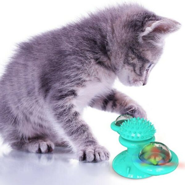 045f7f70-e38b-4a17-9e85-208a4c754a03.jpg New Windmill Cat Toys Cute Rotating Interactive Cat Toy - Indoor Windmill Cat Toy With Suction Cup Catnip & Jagged Teeth Middle Ball, Smart Kitten Rotating Spinner Exercise Toy, Toothbrush & Massager