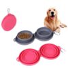 Rubber Foldable Double Bowl Pet Feeding Bowl Pets Supplies Dog Cat Bowls