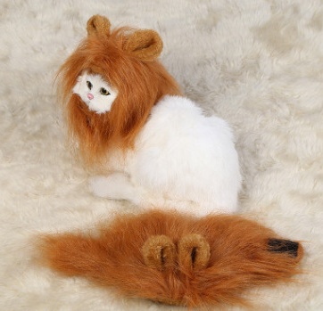 106651223205.jpg Funny Pet Hat For Small Dogs Cats Hat Emulation Lion Hair Mane Ears Head Cap Scarf Pet Halloween Festival Costume