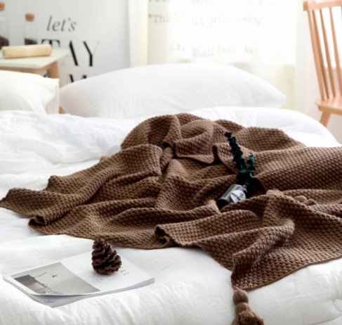 1240235958564.jpg Nordic fringed knit ball blanket wool blanket office air conditioning lunch break blanket shawl blanket sofa leisure blanket blanket