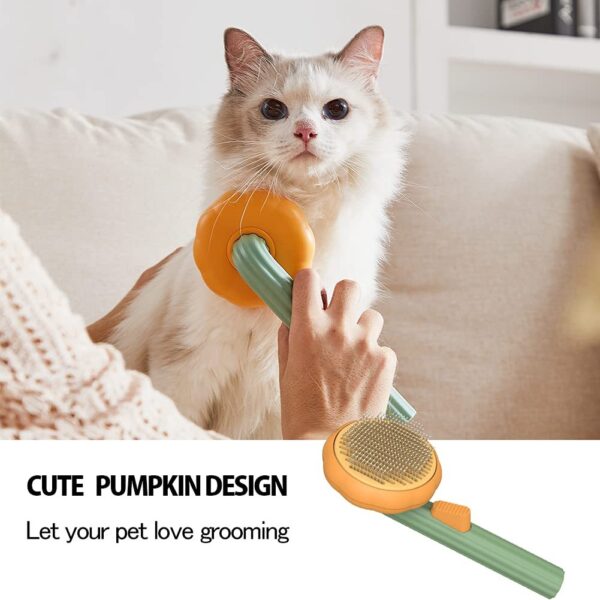 1823973243925827584.jpg Pet Pumpkin Brush, Pet Grooming Self Cleaning Slicker Brush For Dogs Cats Puppy Rabbit, Cat Brush Grooming Gently Removes Loose Undercoat