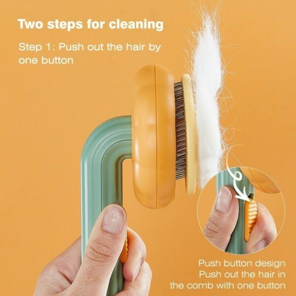 1823973252310241280.jpg Pet Pumpkin Brush, Pet Grooming Self Cleaning Slicker Brush For Dogs Cats Puppy Rabbit, Cat Brush Grooming Gently Removes Loose Undercoat