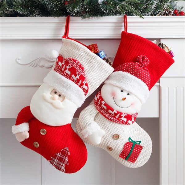 1d5ebf1d-1073-4a69-8f0f-28c21dd7b73a.jpg Large Red White Knitted Christmas Stocking Santa Claus Fireplace Decor Socks Xmas Gift Bags Candy Holder Decor For Home