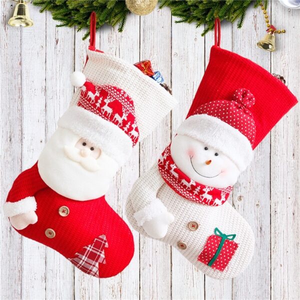 2254ab09-492d-42e3-91e9-b77633095d16.jpg Large Red White Knitted Christmas Stocking Santa Claus Fireplace Decor Socks Xmas Gift Bags Candy Holder Decor For Home