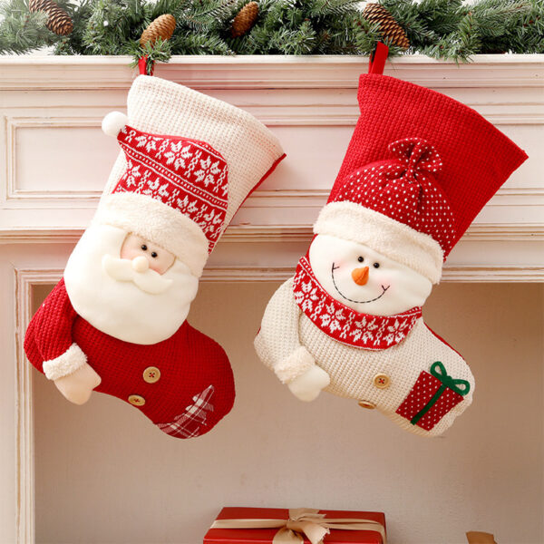 227731118336.jpg Large Red White Knitted Christmas Stocking Santa Claus Fireplace Decor Socks Xmas Gift Bags Candy Holder Decor For Home