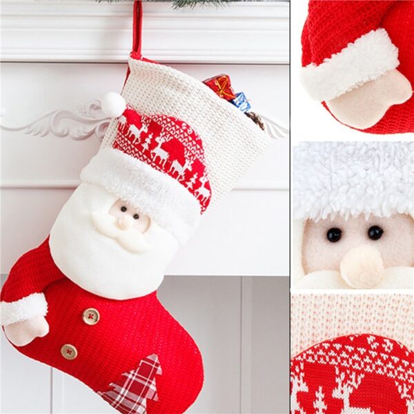 294621ff-6ec5-4e1e-8a75-80e51956f7e8.jpg Large Red White Knitted Christmas Stocking Santa Claus Fireplace Decor Socks Xmas Gift Bags Candy Holder Decor For Home