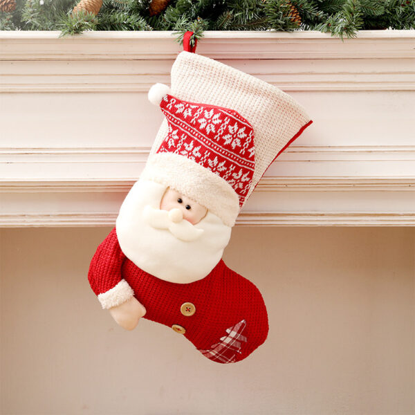 355514583671.jpg Large Red White Knitted Christmas Stocking Santa Claus Fireplace Decor Socks Xmas Gift Bags Candy Holder Decor For Home