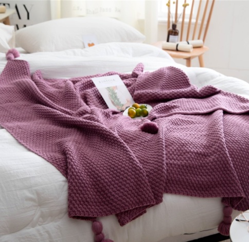4914948748279.jpg Nordic fringed knit ball blanket wool blanket office air conditioning lunch break blanket shawl blanket sofa leisure blanket blanket
