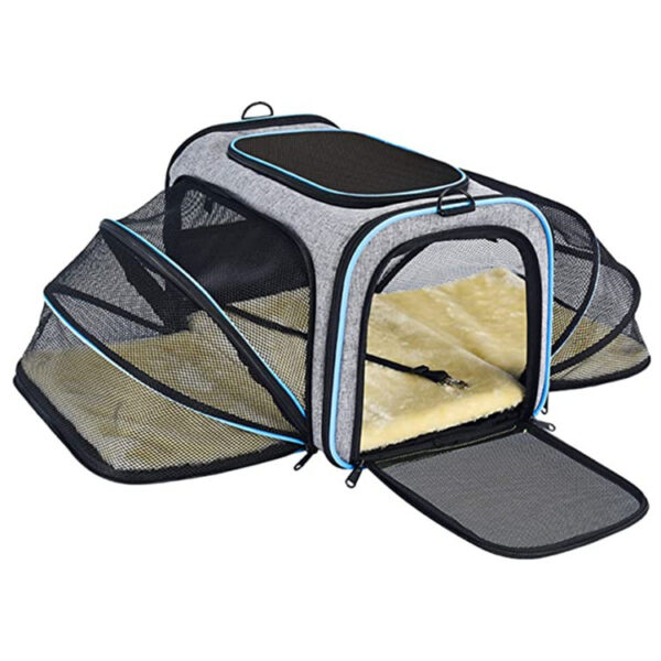 4a74ee86-1ae1-43bf-8120-ba15dbd7ac0d.jpg Carrier For Cat Pet Airline Approved Expandable Foldable Soft Dog Carrier Opened Doors Reflective Tapes Cat Travel Bag