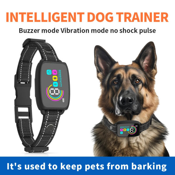 4f0f3060-e7af-4dba-9378-53849db768b8.jpg Smart Automatic Anti Barking Dog Collar Rechargeable Bark Stopper Stop Barking HD Digital Display IP67 Waterproof Collar For Dogs Pet Products