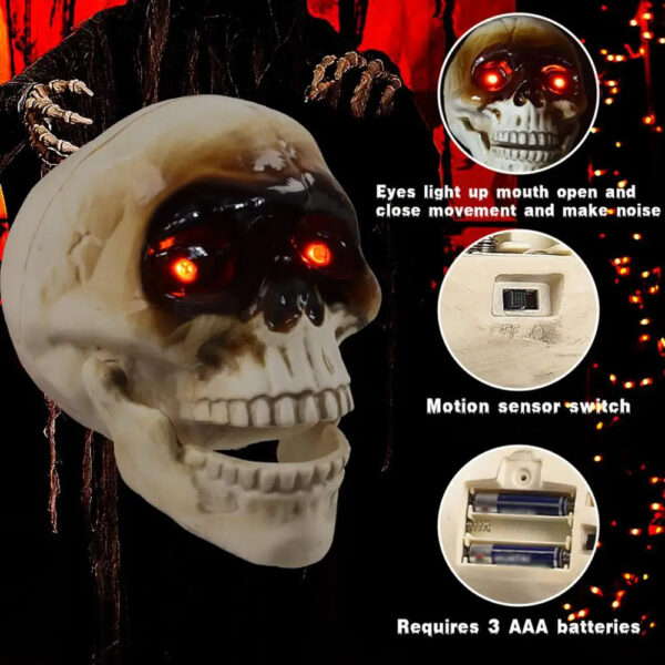 60b2aeb8-98f4-4acc-81c8-30534b5a2299.jpg Animated Floating Skeleton Decorations Realistic Halloween Skull Heads Halloween Decorations Scary Sound Spooky Decoration