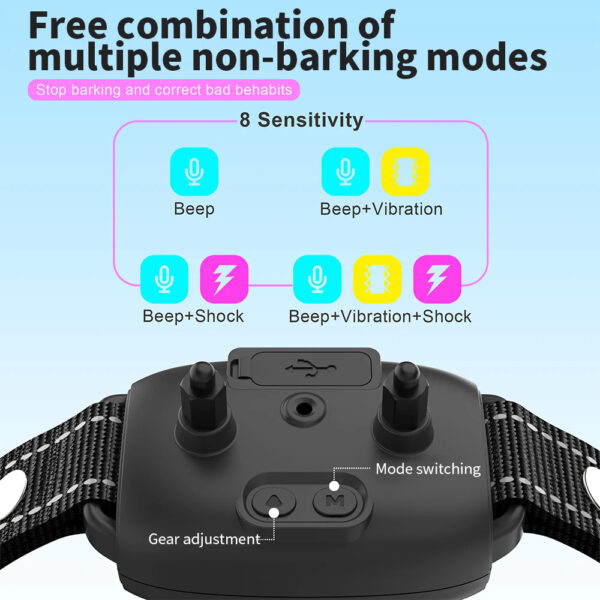 6ae3ff51-57f6-45ad-b545-88dae25b2667.jpg Smart Automatic Anti Barking Dog Collar Rechargeable Bark Stopper Stop Barking HD Digital Display IP67 Waterproof Collar For Dogs Pet Products