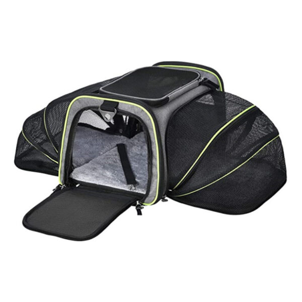 7671ae5e-e5a6-412d-9230-2e0f1baf9bab.jpg Carrier For Cat Pet Airline Approved Expandable Foldable Soft Dog Carrier Opened Doors Reflective Tapes Cat Travel Bag