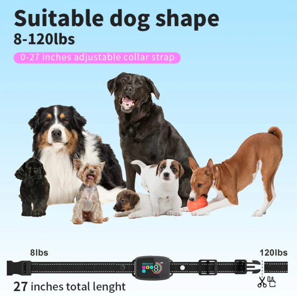 7add4c54-ac45-4b9b-8a01-a50b2465a991.jpg Smart Automatic Anti Barking Dog Collar Rechargeable Bark Stopper Stop Barking HD Digital Display IP67 Waterproof Collar For Dogs Pet Products