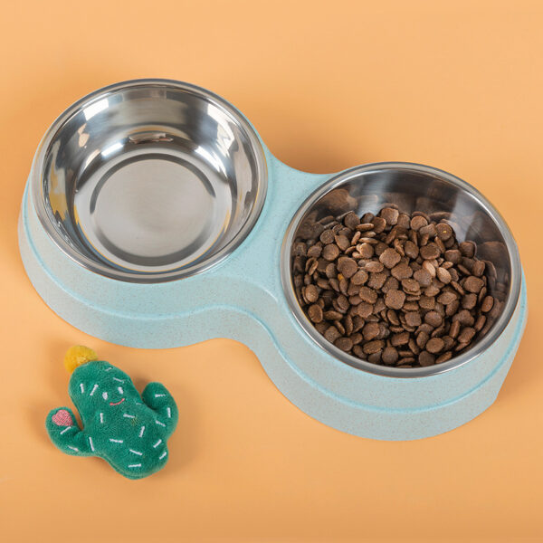 9f3157da-4b6f-49e3-8c78-e53ee522b8f5.jpg Double Pet Bowls Dog Food Water Feeder Stainless Steel Pet Drinking Dish Feeder Cat Puppy Feeding Supplies Small Dog Accessories