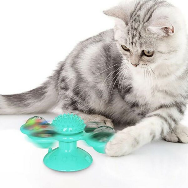 c6269ccb-6ff4-46a7-8f97-756c89a69183.jpg New Windmill Cat Toys Cute Rotating Interactive Cat Toy - Indoor Windmill Cat Toy With Suction Cup Catnip & Jagged Teeth Middle Ball, Smart Kitten Rotating Spinner Exercise Toy, Toothbrush & Massager