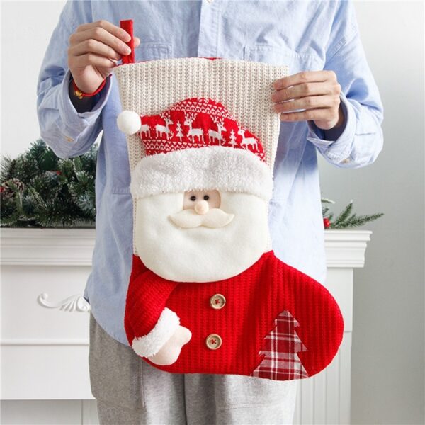 e1c1e483-b26e-437a-9512-e04776025dae.jpg Large Red White Knitted Christmas Stocking Santa Claus Fireplace Decor Socks Xmas Gift Bags Candy Holder Decor For Home
