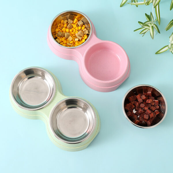 edc6ebe1-b42e-4d97-aa8c-dbe7be8c3580.jpg Double Pet Bowls Dog Food Water Feeder Stainless Steel Pet Drinking Dish Feeder Cat Puppy Feeding Supplies Small Dog Accessories