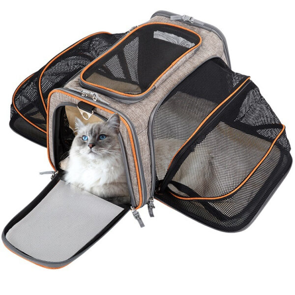 ee7c619a-b663-4810-bfe0-3ef8e29fab8e.jpg Carrier For Cat Pet Airline Approved Expandable Foldable Soft Dog Carrier Opened Doors Reflective Tapes Cat Travel Bag